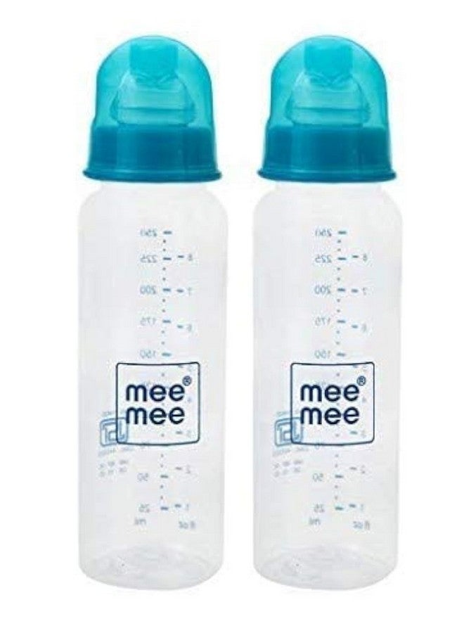مي مي زجاجة رضاعة مي مي 250 مل | زجاجة حليب أطفال خالية من مادة BPA مع تقنية Eazy Flo وصمام مضاد للمغص وتصميم غير سام ومريح للأطفال حديثي الولادة/الرضع/الأطفال الصغار حتى سن 3 سنوات (أزرق، عبوة من قطعتين) - Image 2