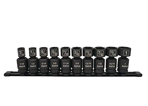 Astro Pneumatic Tool 78240 10Piece 1/2" Drive Nano Pinless Universal Impact Sockets - SAE - Image 1