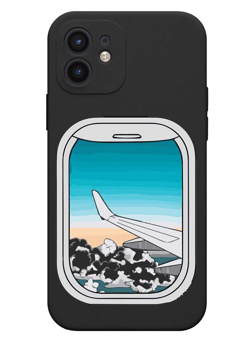 Theodor Protective Slim Fit Case Liquid Silicone Cover with Full Body Protection Anti-Scratch Shockproof Case For iPhone 12 Black  - Wine is like duct tape black copy - Image 1