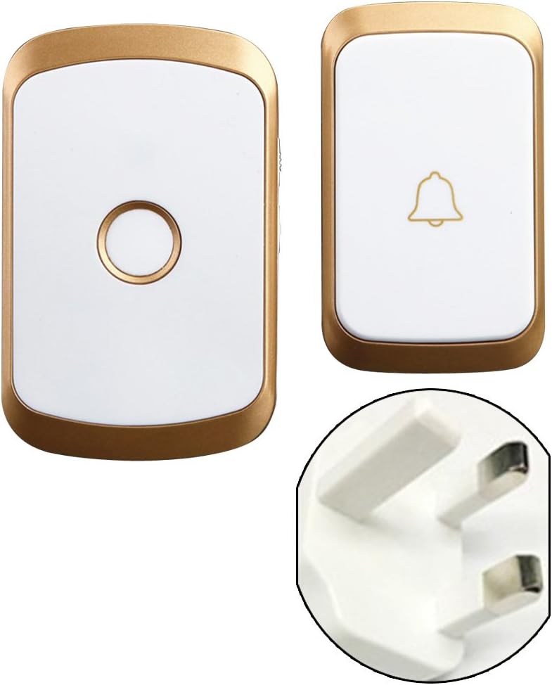 klarako LED Adjustable 4 Volume 1000FT Wireless Doorbell Chime [1 Plugin Receiver+1 Transmitter] UK Plug  Gold, as described - Image 2