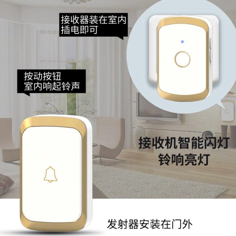 klarako LED Adjustable 4 Volume 1000FT Wireless Doorbell Chime [1 Plugin Receiver+1 Transmitter] UK Plug  Gold, as described - Image 3