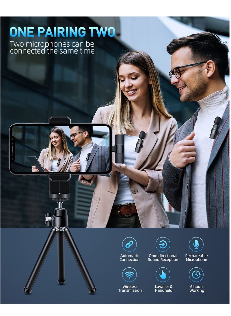 BORTONY 2 Pack Wireless Lavalier Microphones Clip On Microphones for iPhone iPad Crystal Clear Sound Quality for Recording Live Streaming YouTube Facebook TikTok - Image 2