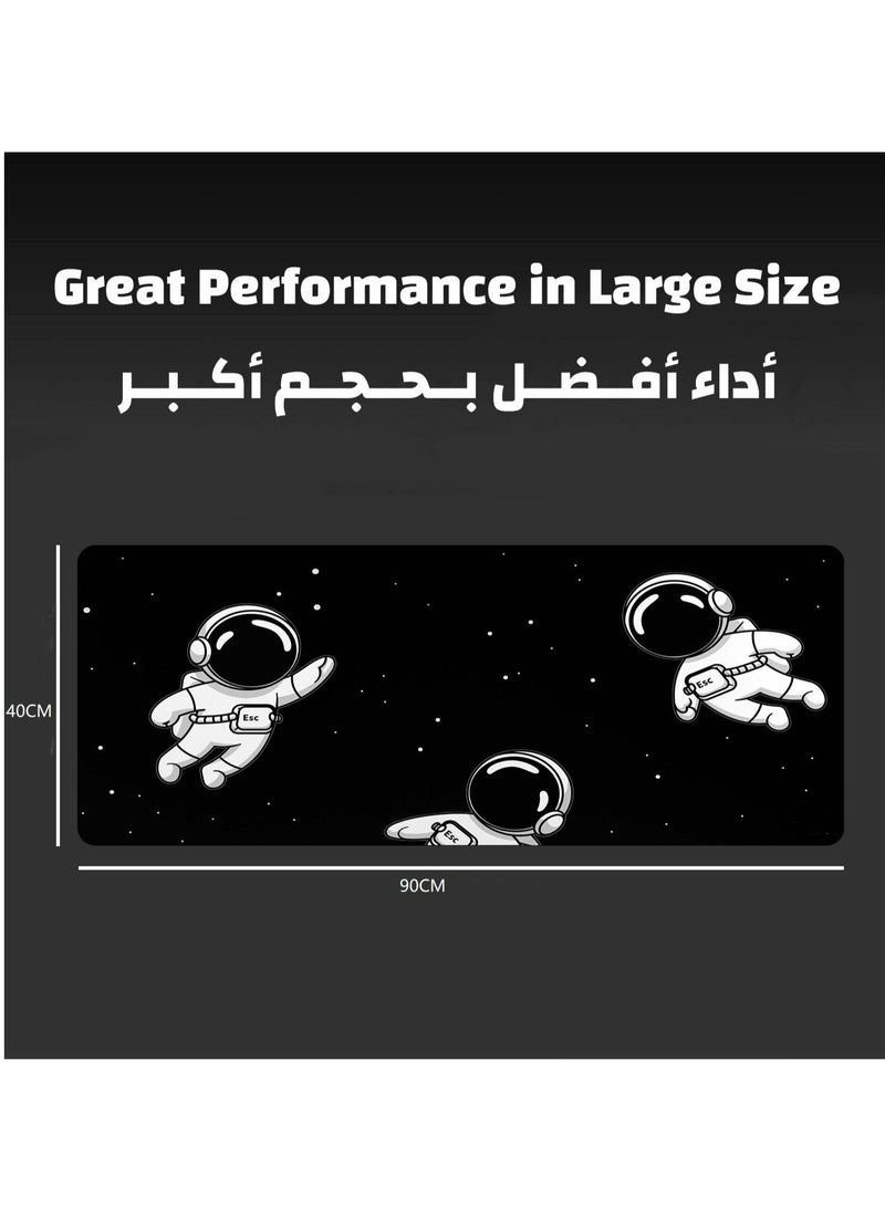وسادة ألعاب موسعة 900 × 40 × 3 مم أسلوب فن كامل وسادة ماوس قاعدة مطاطية غير قابلة للانزلاق وسادة لوحة مفاتيح كبيرة بحواف مخيطة - Image 2