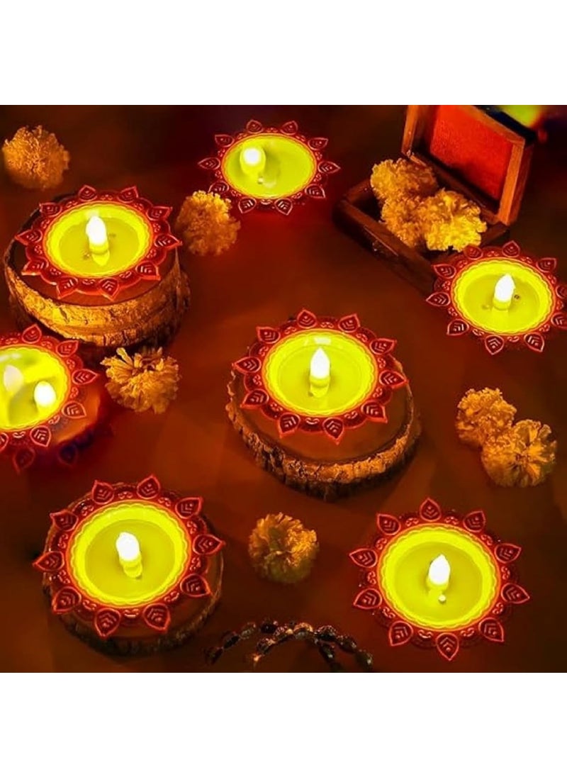 KIRIADA KIRIADA Lotus Water Sensor Diya Lights Electric Flameless Smokeless 8 PCS LED Diyas EcoFriendly for Puja EDiya Warm Ambient Lights Home Decor Diwali Festivals Decoration New Year  - Image 1