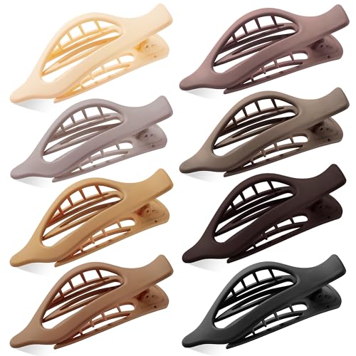 Gift4U Flat Hair Clips for Women, 8 Pack French Concord Claw Clips for Medium Curly Hair, Strong Hold No Slip Grip Hair Claw Clips,mother's day gifts, Neutral Colors D - Image 1