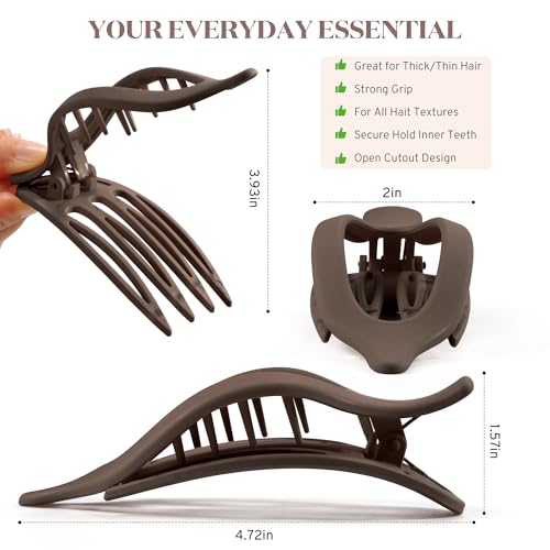 Gift4U Flat Hair Clips for Women, 8 Pack French Concord Claw Clips for Medium Curly Hair, Strong Hold No Slip Grip Hair Claw Clips,mother's day gifts, Neutral Colors D - Image 4