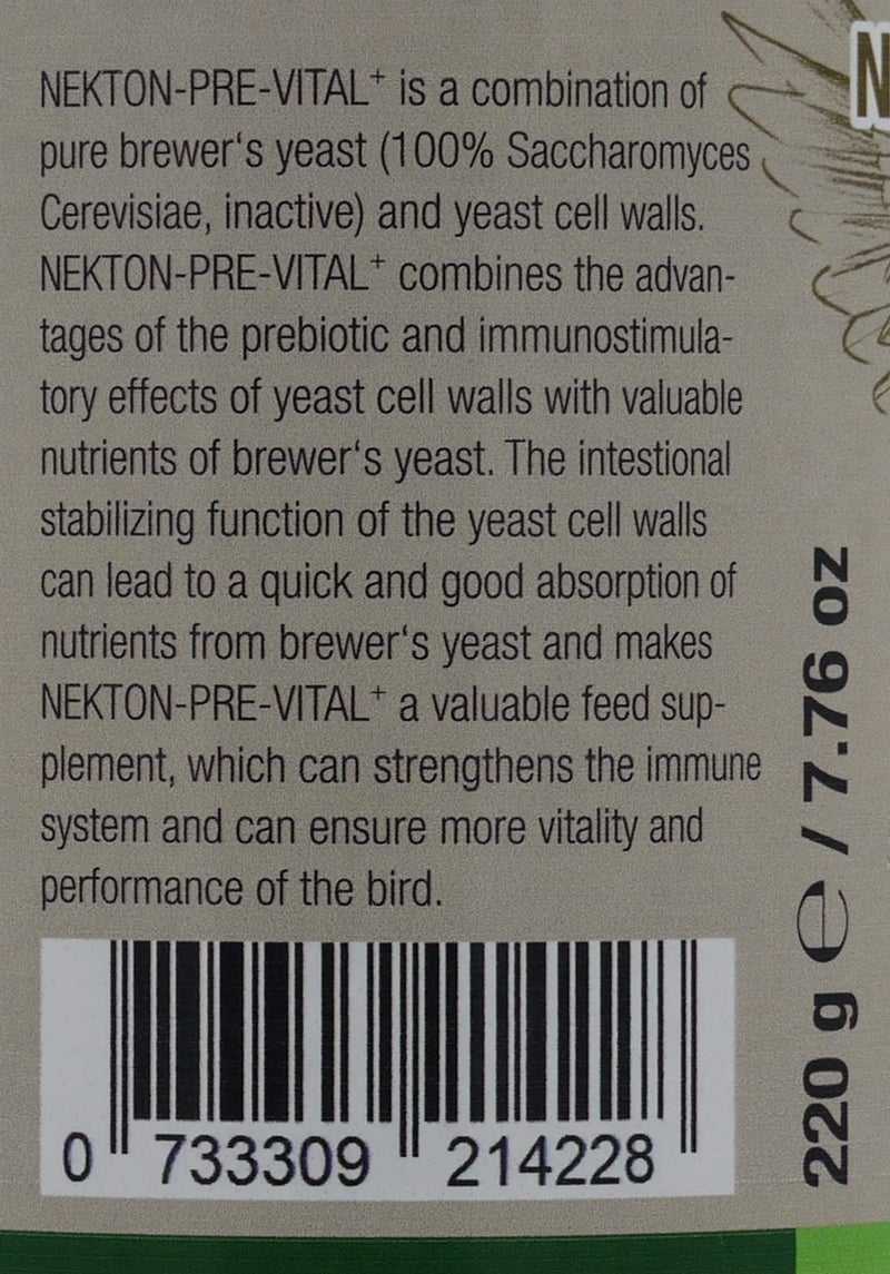 Nekton Pre Vital+ Prebiotic Bird Supplement 220gm / 7.76oz - Image 4