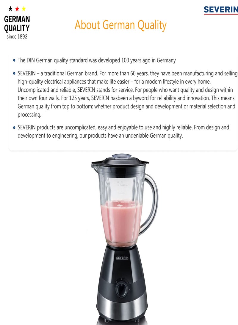 Severin,Stand Mixer & Jug Blender 1.5L with 550 W of Power SM 3718, Black - Image 2