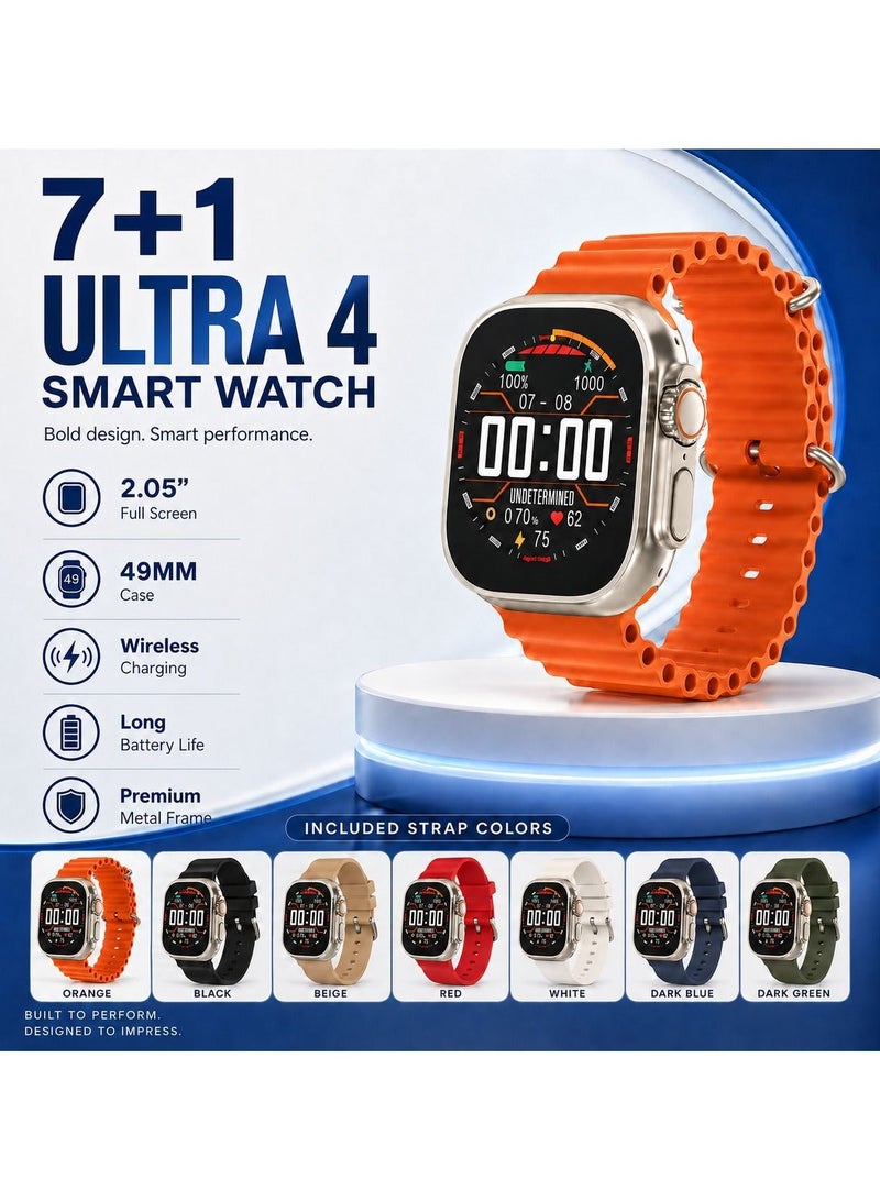 ساعة ذكية ULTRA 4 متعددة الوظائف بشاشة كاملة  مقاس 49مم  تصميم 7 في 1-متعدد الألوان - Image 1