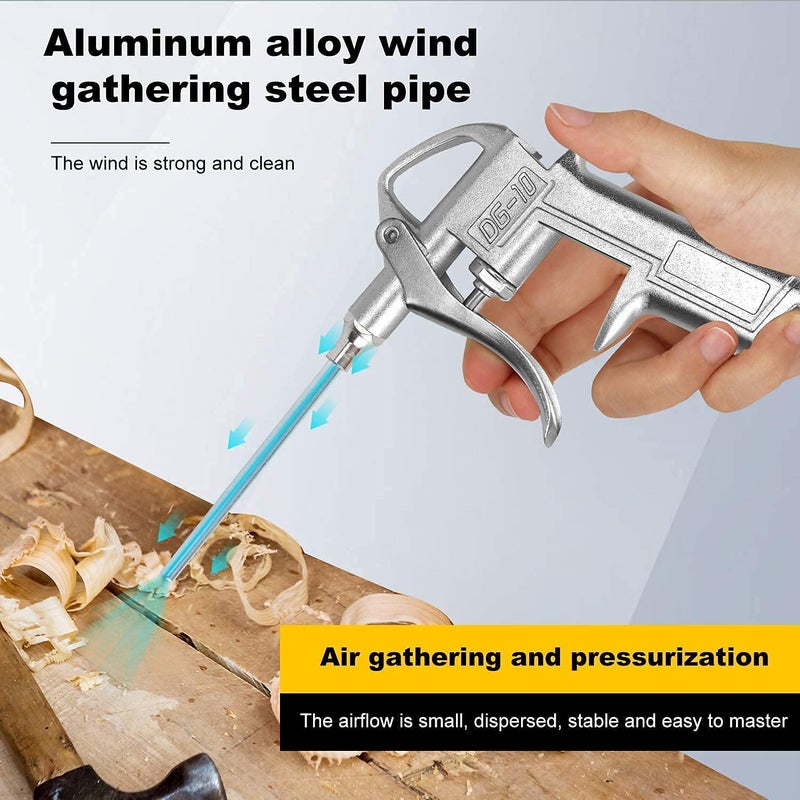 DLEIN Air Blow Gun OD1/4X8 Pneumatic Female Connector with Compressor Cleaning Tool Industrial Air Blow Gun Steel Air Flow Extension Pneumatic Air Compressor Tool Dust (Gun with Connector - Image 5