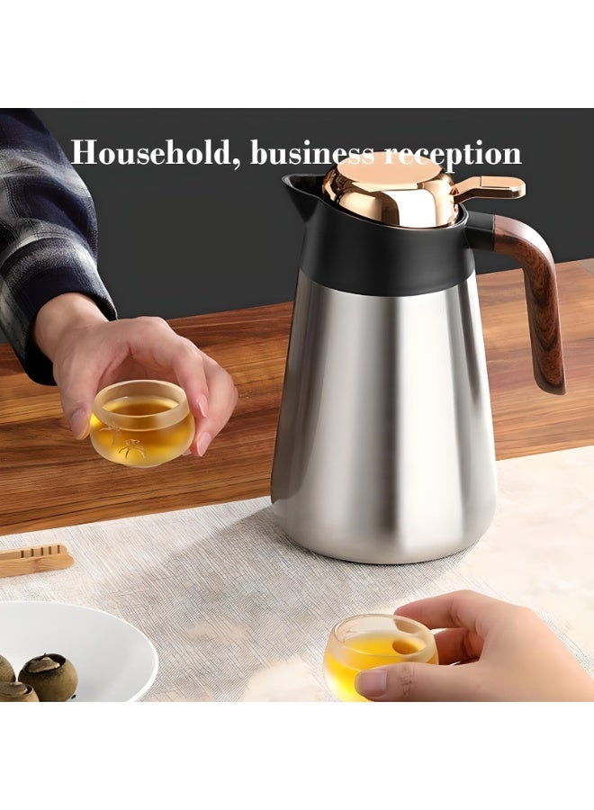 Dxmocos 316 Stainless Steel Thermos Kettle 1600ml Vacuum Insulated Thermos Teapot – Double Wall Thermal Coffee Carafe with Tea Strainer, One-Button Design for Hot & Cold Drinks Silver - Image 4