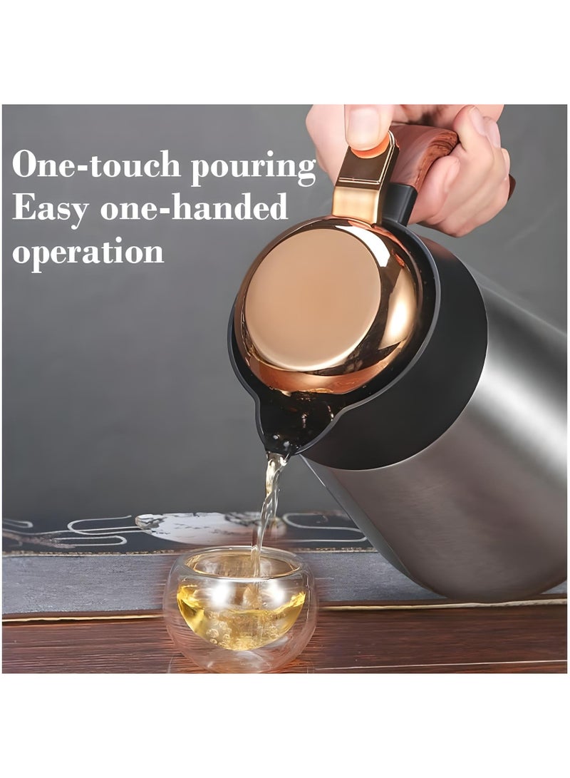 Dxmocos 316 Stainless Steel Thermos Kettle 1600ml Vacuum Insulated Thermos Teapot – Double Wall Thermal Coffee Carafe with Tea Strainer, One-Button Design for Hot & Cold Drinks Silver - Image 5