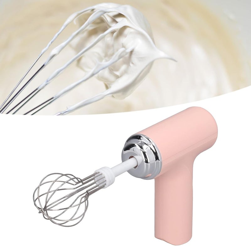 Sanpyl Electric Egg Beater, Cordless Hand Mixer with 2 Metal Mixing Whisk, 3 Speeds Adjustable, for Whipping Cream Butter Stirring Egg Liquid Jam (Pink) - Image 2