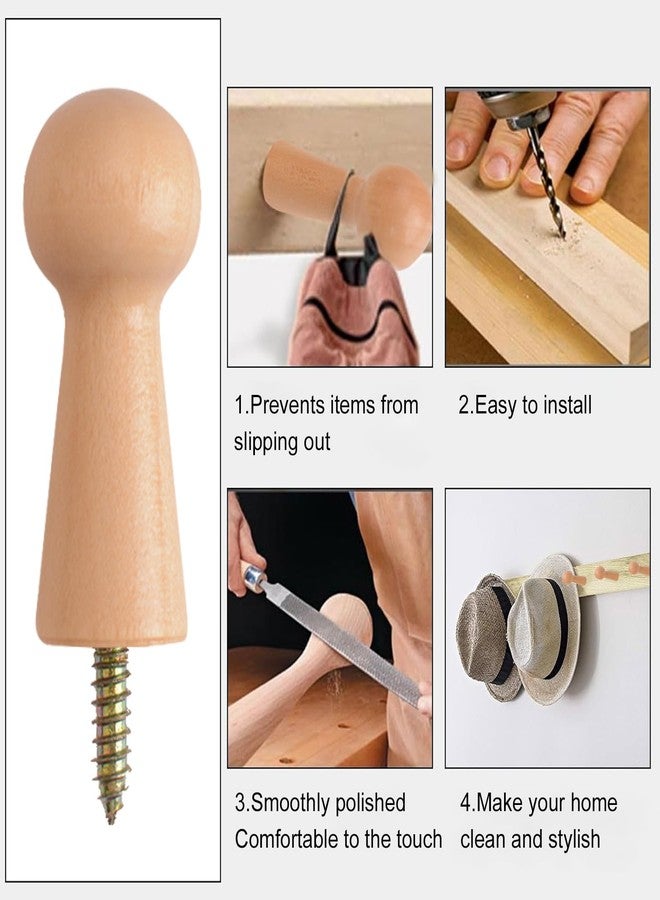 MOROBOR 20pcs Wooden Hooks Shaker Pegs, Towel Hook, Shelf Clip, Screw-On Solid Hook for Bathroom Towels, Doors, Stair Edges, Wardrobes - Image 4