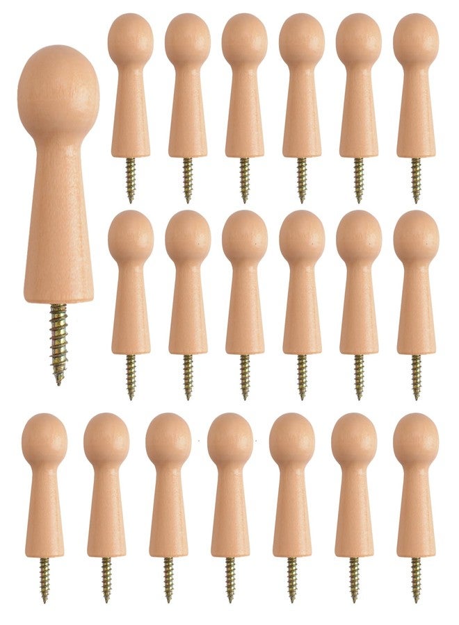 MOROBOR 20pcs Wooden Hooks Shaker Pegs, Towel Hook, Shelf Clip, Screw-On Solid Hook for Bathroom Towels, Doors, Stair Edges, Wardrobes - Image 1