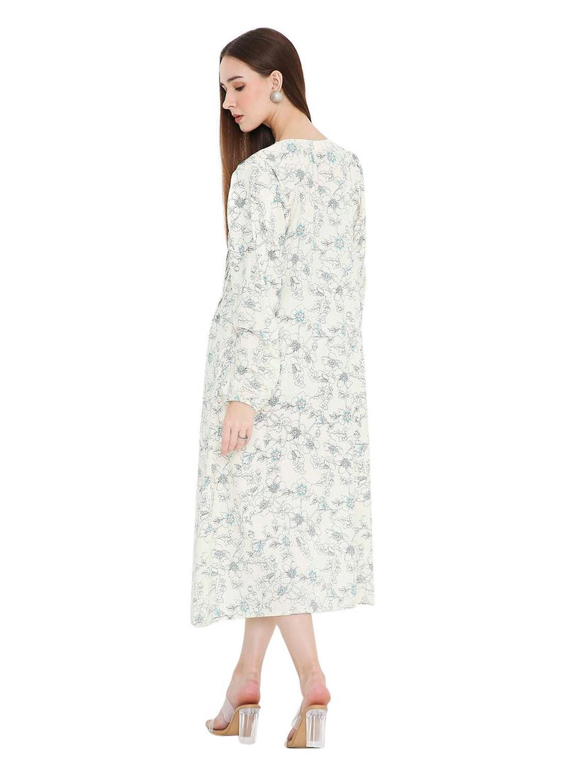 HANA & SARA UNIQUE PRINTED SHORT FARASHA MODEST WEAR ARABIC KAFTAN JALABIYA DRESS  - Image 2