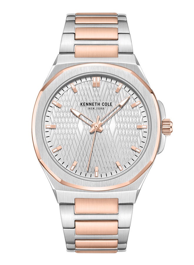 Kenneth Cole New York 41mm Analog Men's Watch with Silver-Rose Gold Stainless Steel Bracelet  - Image 1