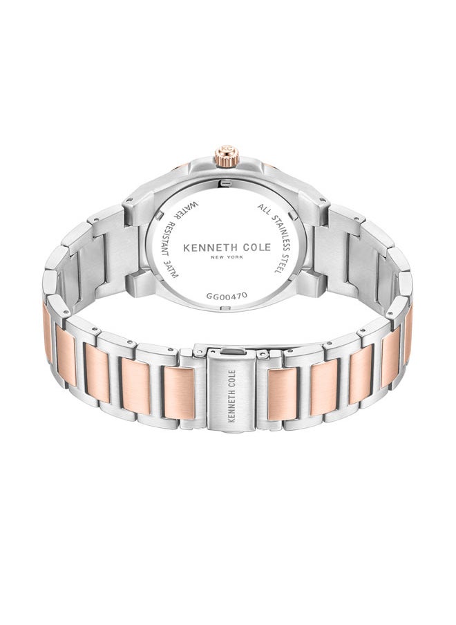 Kenneth Cole New York 41mm Analog Men's Watch with Silver-Rose Gold Stainless Steel Bracelet  - Image 3