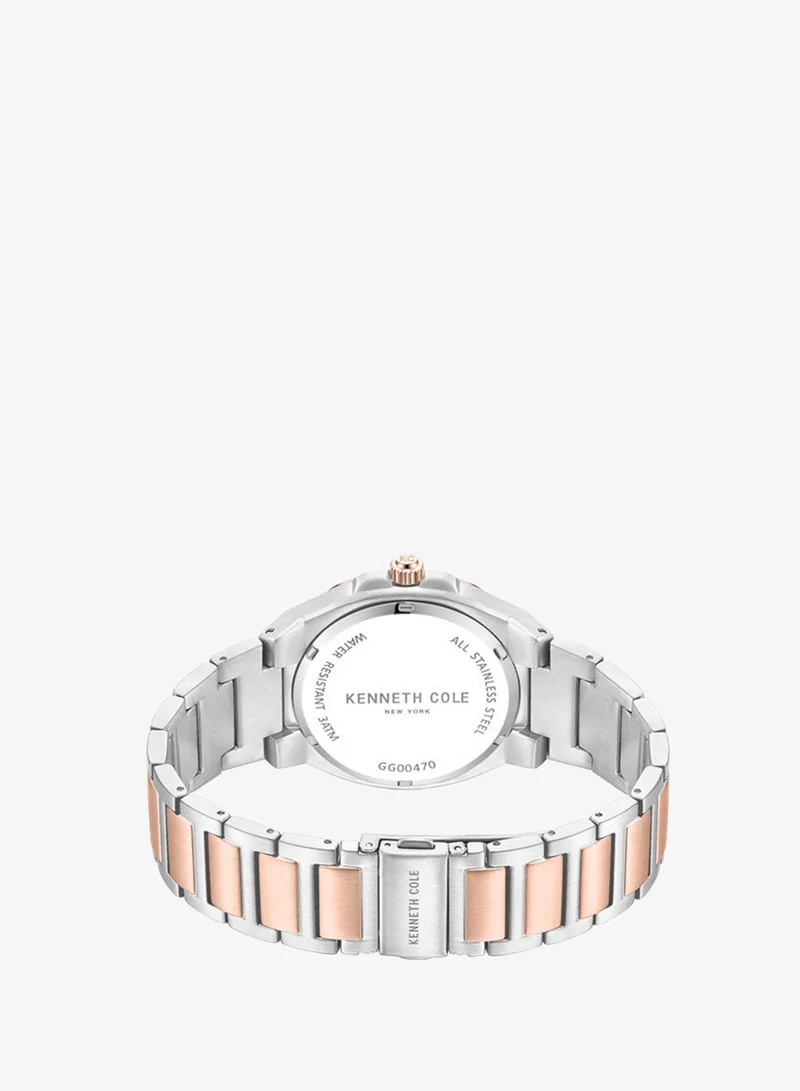 Kenneth Cole New York  41mm Analog Men's Watch with Silver-Rose Gold Stainless Steel Bracelet for Men | Best Price UAE