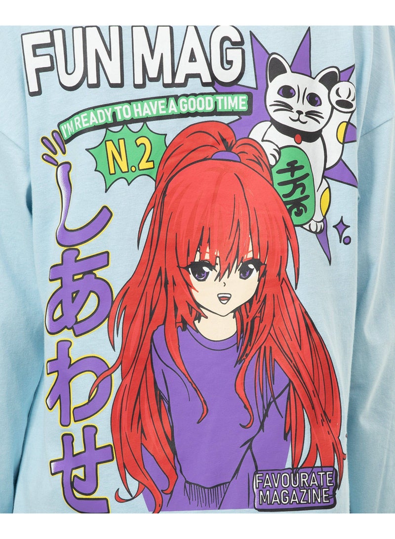 فاين لوك طقم تي شيرت وجزء سفلي بأكمام طويلة للفتيات من Anime Fun Mag - Image 4