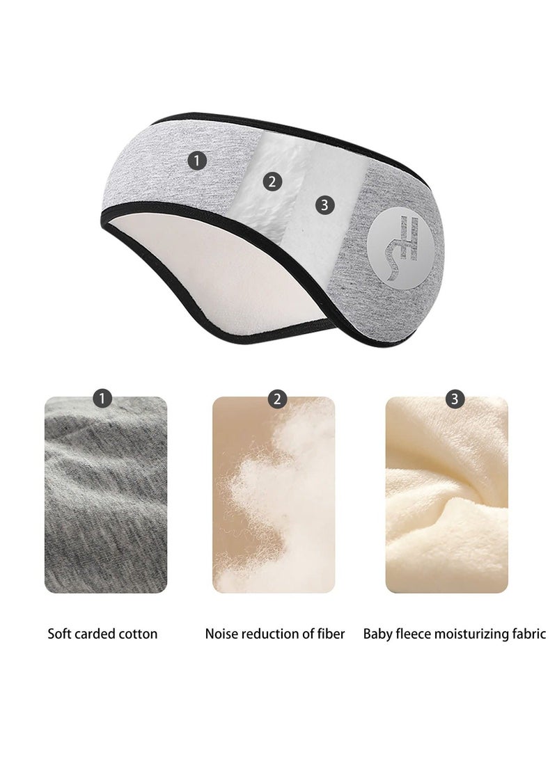 هاهاهاي قناع نوم قطني (معتمد رسميًا) مع أغطية أذن عازلة للصوت ومجموعة سدادات أذن - قناع نوم مريح قابل للتعديل لراحة غير منقطعة، حماية للأذن لتقليل الضوضاء، إكسسوار أساسي للسفر باللون رمادي - Image 2