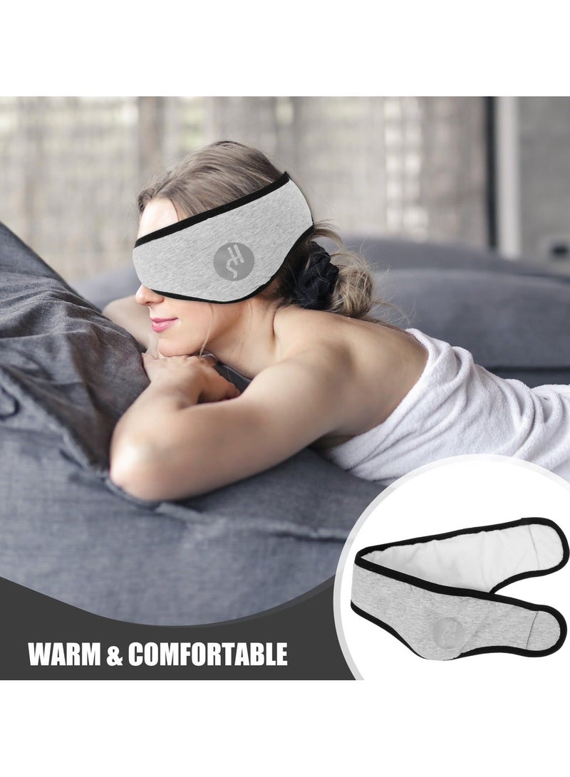 هاهاهاي قناع نوم قطني (معتمد رسميًا) مع أغطية أذن عازلة للصوت ومجموعة سدادات أذن - قناع نوم مريح قابل للتعديل لراحة غير منقطعة، حماية للأذن لتقليل الضوضاء، إكسسوار أساسي للسفر باللون رمادي - Image 5