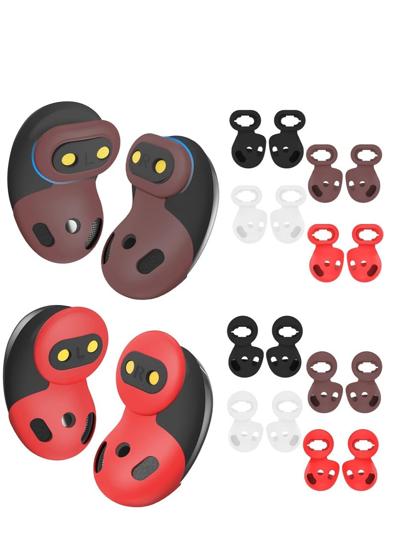 KASTWAVE Ear Tips For Galaxy Buds Live 8 Pairs Anti Slip Silicone Covers Eartips Accessories Compatible With Galaxy Bud Live Anti Slip Ear Tip Cover Wing Black White Red Brown - Image 1