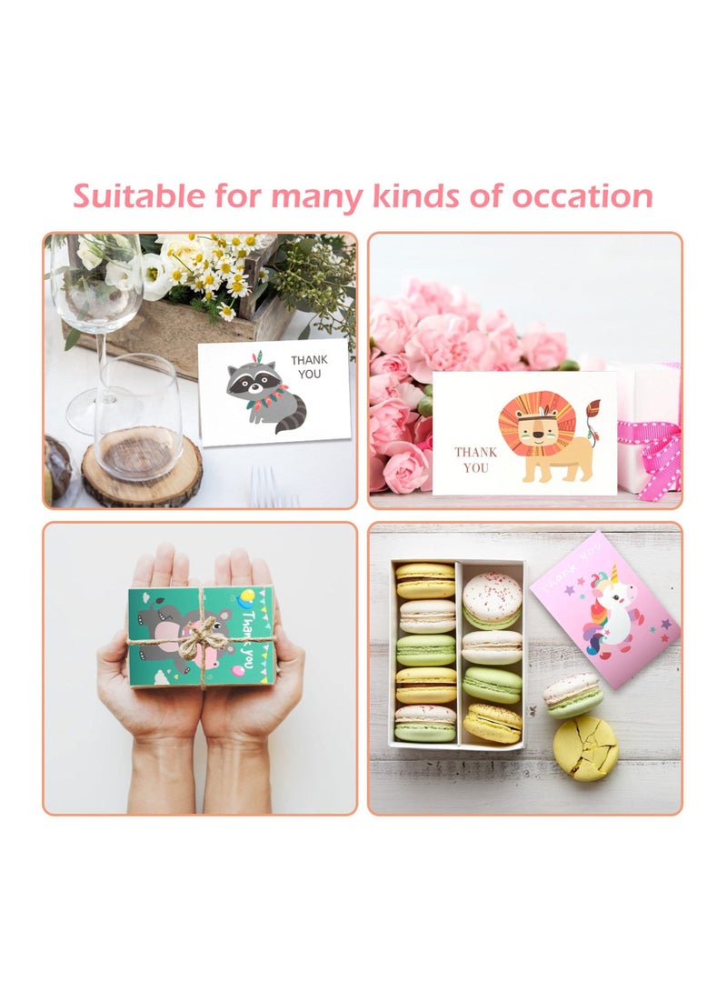 KASTWAVE Thank You Cards with Envelopes and Stickers, 48 Pcs Animals Thank You Greeting Cards for Birthday Thank You Weddings Baby Shower - Image 5