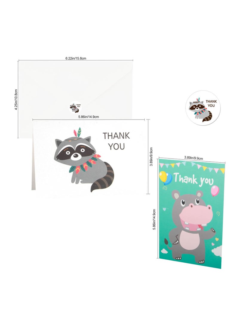 KASTWAVE Thank You Cards with Envelopes and Stickers, 48 Pcs Animals Thank You Greeting Cards for Birthday Thank You Weddings Baby Shower - Image 2