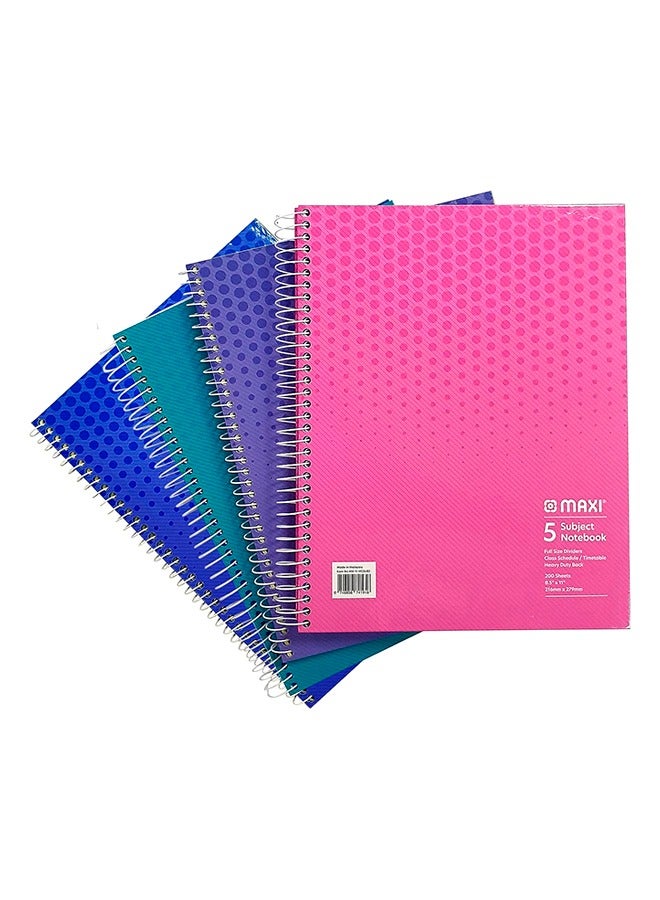 Maxi 5 Subject Notebook Assorted Colours Hard Cover