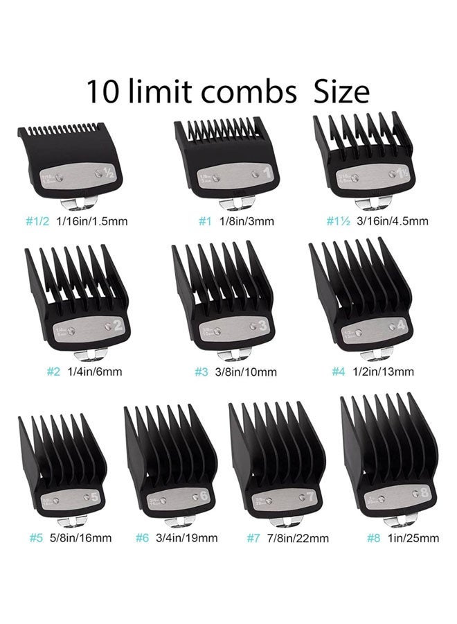 WANFAN 10 PACK Clipper Guards Cutting Guides Compatible with Wahl Clipper with Metal Clip-from 1/16 Inch to 1 Inch(1.5-25mm) - Image 2