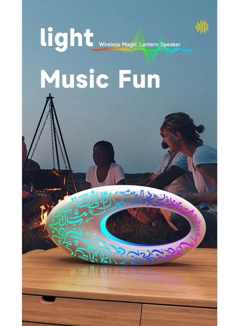 لاكوز مكبر صوت بلوتوث لاسلكي بتصميم فانوس سحري، مزود بإضاءة LED RGB بزاوية 360 درجة، مصباح ليلي مزخرف محمول مع تحكم باللمس، مثالي للمنزل والحفلات والأماكن الخارجية، لون ذهبي - Image 2