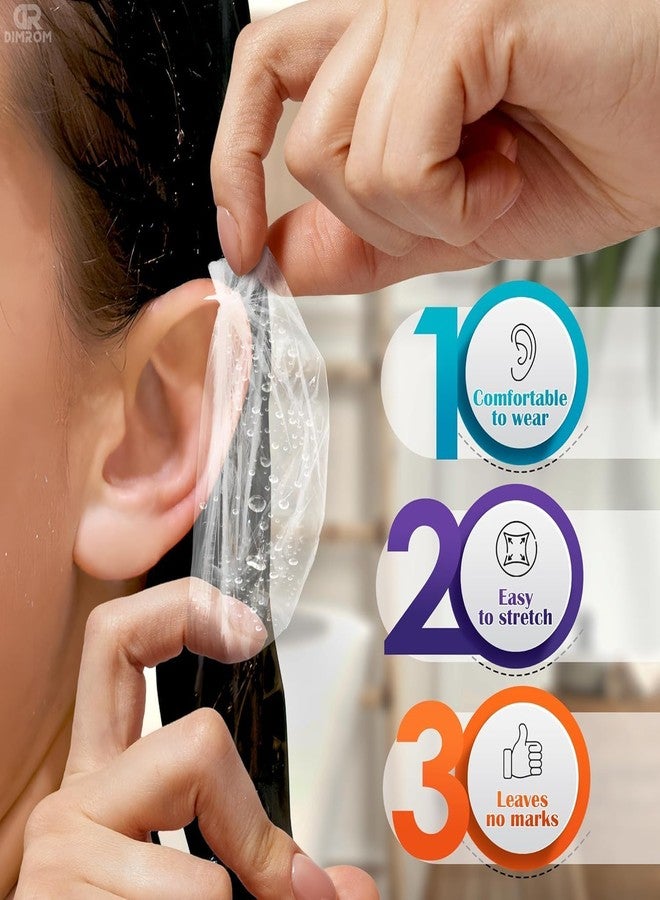 WEMOL وايمول 100 قطعة واقي أذن شفاف، أغطية أذن للاستحمام، أغطية أذن مقاومة للماء لصبغ الشعر - Image 2