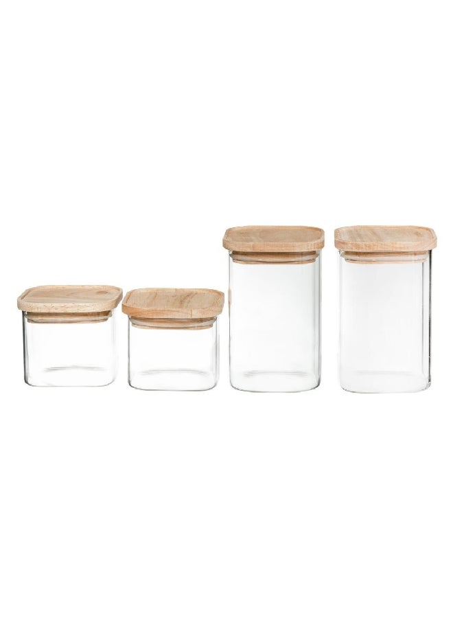 Five Simply Smart 4-Piece Hermet Stackable Glass Jar Set Clear and Beige 11.5 x 27 x 23 cm 179624 - Image 2
