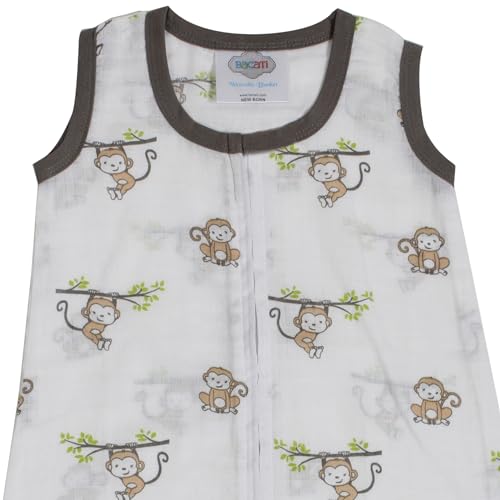 Bacati - Muslin Happy Monkeys Sleeping Bag (Wearable Blankets) (Newborn, Beige/Gray) - Image 3