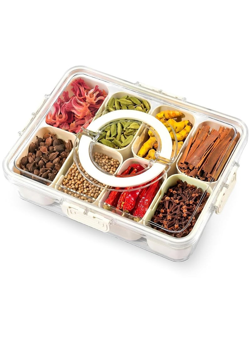SUPVOX Supvox® Fridge Organiser Storage Boxes, Moisture-Proof Multi Compartment Storage Box, Divided 8 Compartments Kitchen Storage Box, Food Grade PP Fridge Storage Containers with Lid & Handle  - Image 1