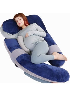 Generic 60 inch pregnancy pillow, detachable u shaped full body pillow, nursing and maternity pillow for back, hips, legs and belly support for pregnant women with removable cover (blue grey)  - Image 1
