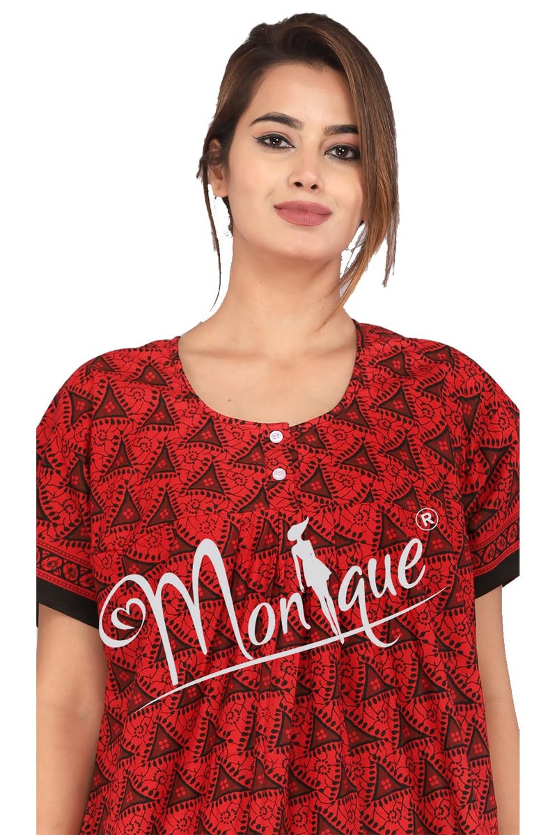 Monique Brand Cotton Nighty for Women — Floral Printed Stylish Night Gown, Comfortable Sleepwear Long Nightwear, Maxi- Free Size (Size - M to XXL-44) - Image 2