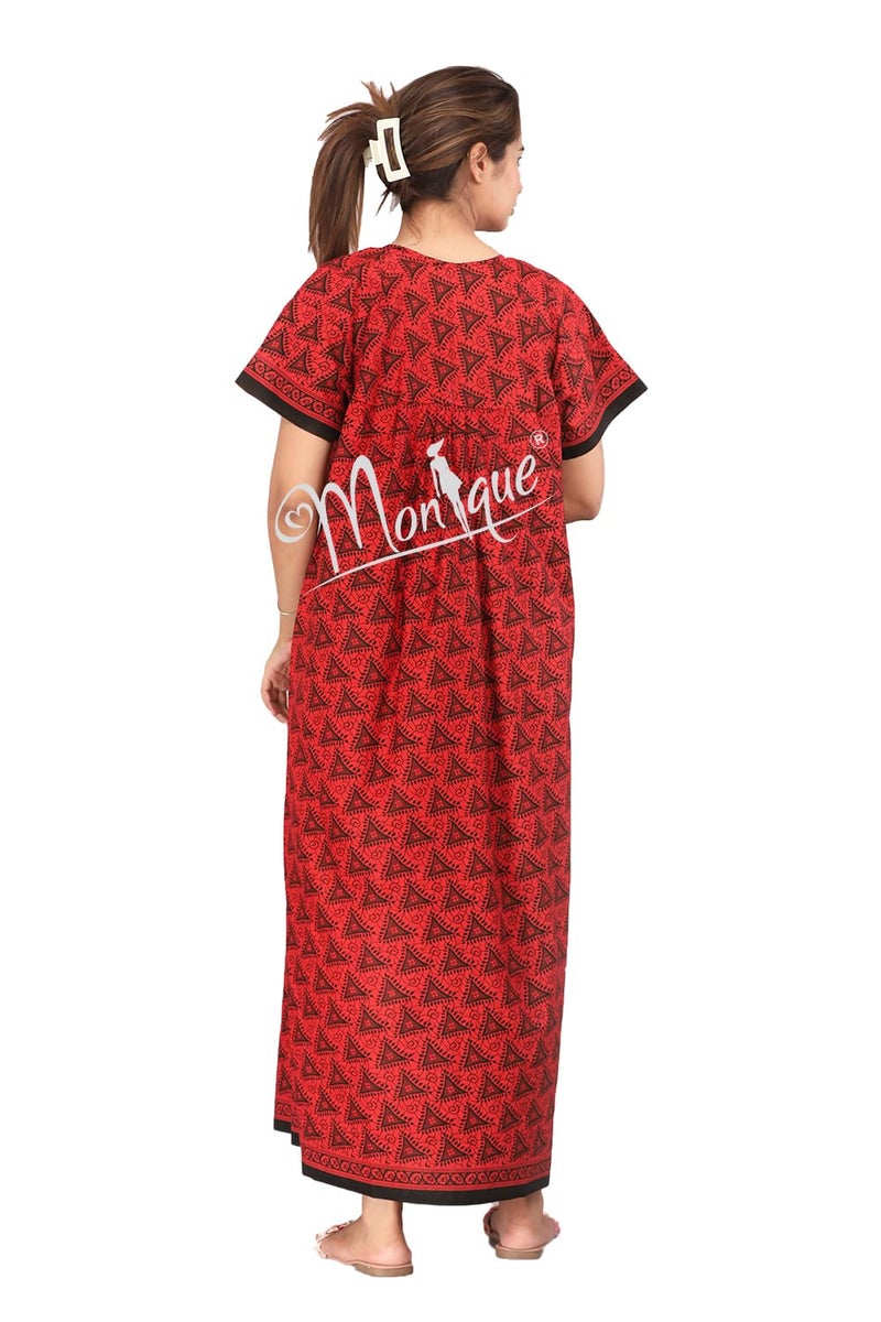 Monique Brand Cotton Nighty for Women — Floral Printed Stylish Night Gown, Comfortable Sleepwear Long Nightwear, Maxi- Free Size (Size - M to XXL-44) - Image 4