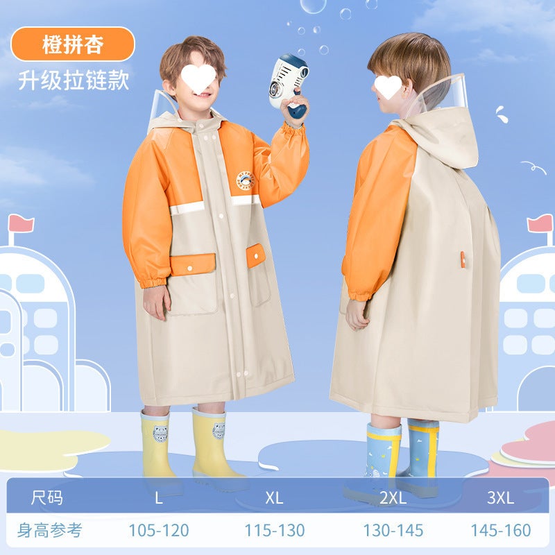 Children'S Raincoat College Style Kindergarten Big Children And Small Children Go To School With Schoolbags And Full Body - Image 1