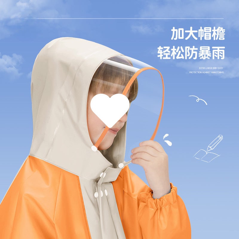 Children'S Raincoat College Style Kindergarten Big Children And Small Children Go To School With Schoolbags And Full Body - Image 3