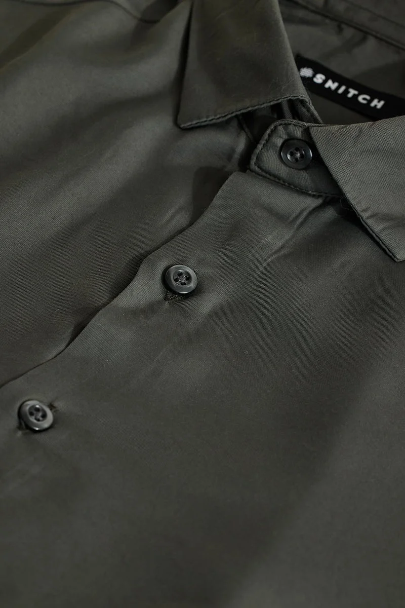 SNITCH Grey Solid Slim Fit Shirt