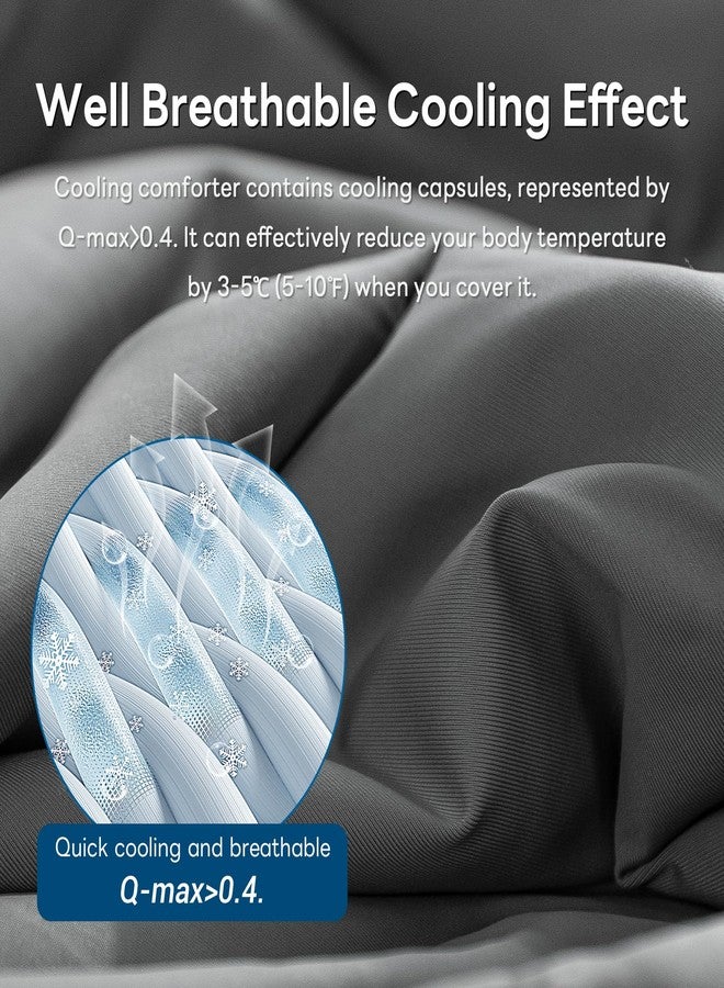 NEXHOME PRO Cooling Comforter, Queen Size, Double Sided, All Season, Silk Smooth, Breathable & Lightweight, 90"x90", Grey - Image 2