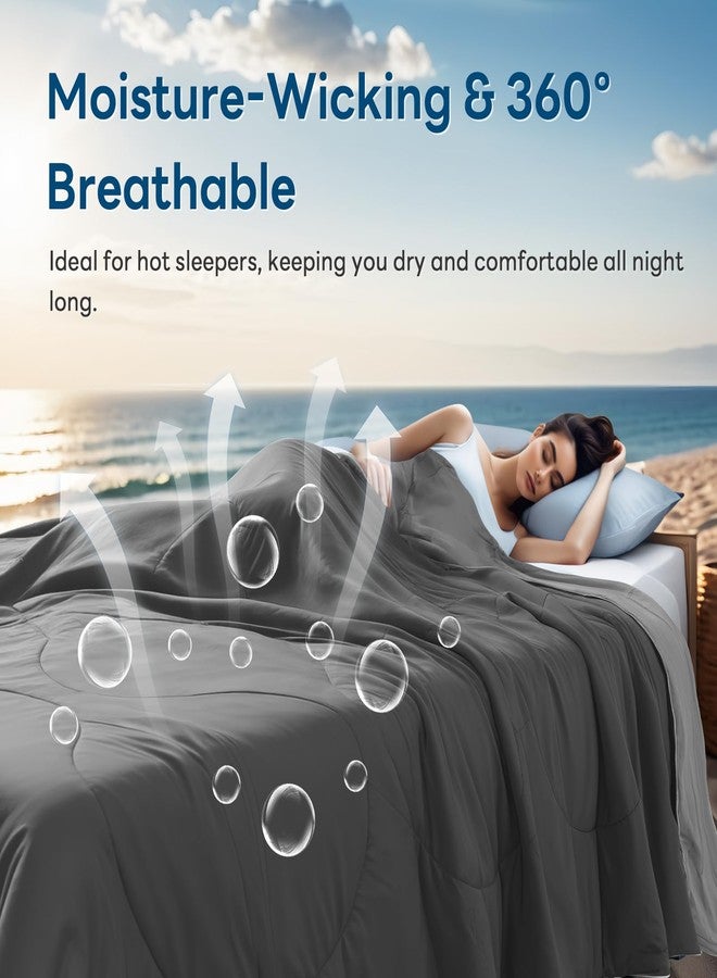 NEXHOME PRO Cooling Comforter, Queen Size, Double Sided, All Season, Silk Smooth, Breathable & Lightweight, 90"x90", Grey - Image 3