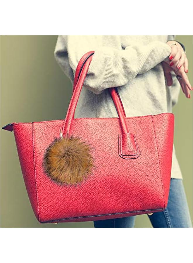 14 Pieces Faux Fur Pom Pom Ball Fluffy Pompom Ball with Removable Press on for Knitting Hat Gloves Keychains Accessories(Natural)  - Image 5
