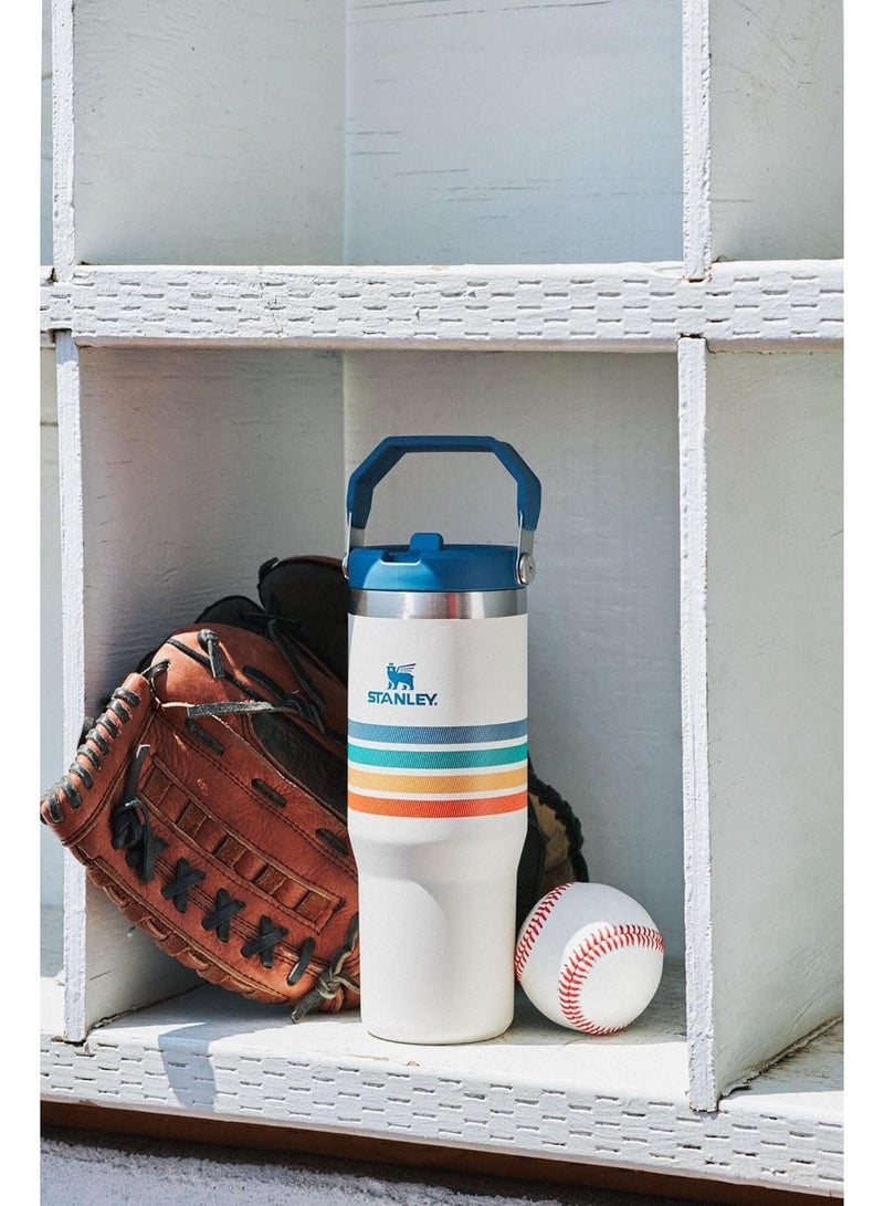 Stanley IceFlow 30oz Stainless Steel Tumbler – Reusable Vacuum Insulated Water Bottle with Flip Straw Lid | Leak-Resistant Travel Mug Keeps Drinks Cold 12H or Iced 48H | Durable Portable Cup for Gym, Office, Home, Outdoor & Car Use – Cream Stripe - Image 5