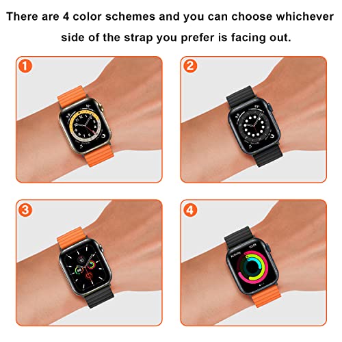 Anlinser Compatible with Apple Watch Band 49/46/45/44/42/41/40/38mm, Women Men Double Side Reversible Magnetic Strap with Loop for iWatch Ultra 3-1 Series 11/10/9/8/7/6-1 SE (49/46/45/44, Black/OR) - Image 5