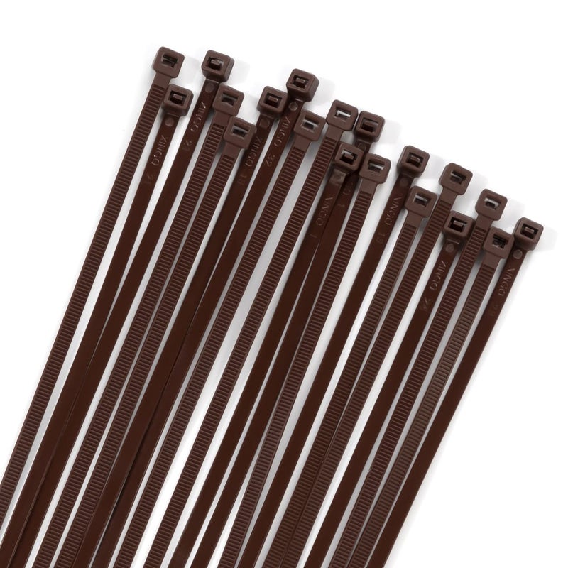 XINGO 100PCS Cable Zip Ties Heavy Duty Premium Nylon Plastic Wire Ties with 50 Pounds Tensile Strength SelfLocking Black Nylon Zip Ties for Indoor and Outdoor 10 inch Brown - Image 2