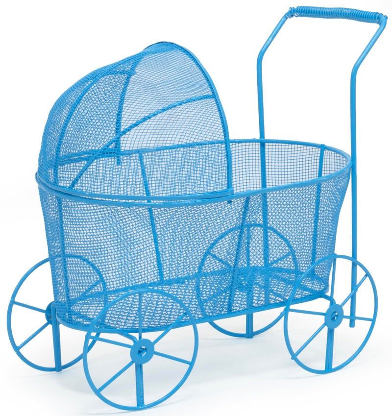 Red Co. Adorable Baby Shower Centerpiece, Decorative Stroller Carriage Basket, Blue, 8-inch - Image 2