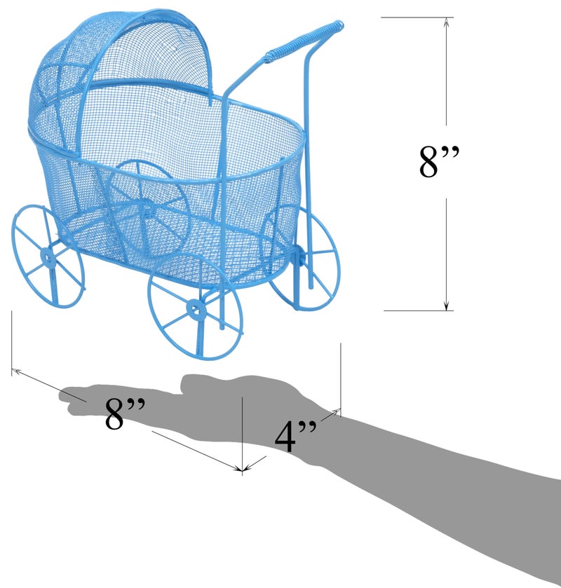 Red Co. Adorable Baby Shower Centerpiece, Decorative Stroller Carriage Basket, Blue, 8-inch - Image 5